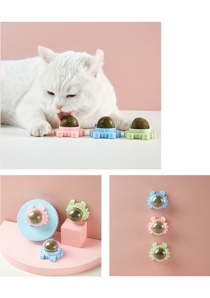 3 Adet Kedi Çiğneme Oyuncağı Molar Diş Temizleme Yengeç Catnip Dönen Top