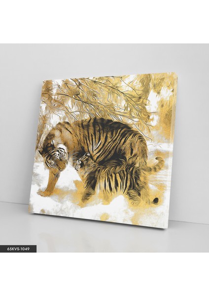 Aslan ve Yavrusu Tek Parça Kare 65 x 65 cm