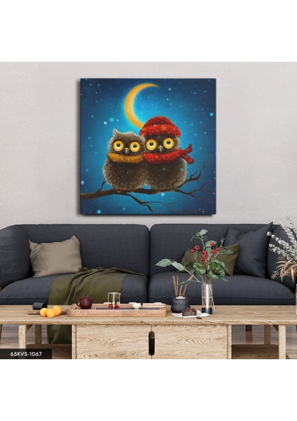 Baykuşlar Tek Parça Kare 65 x 65 cm