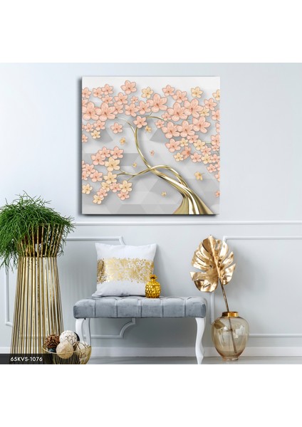 Gold Ağaç Yaprak Tek Parça Kare 65 x 65 cm