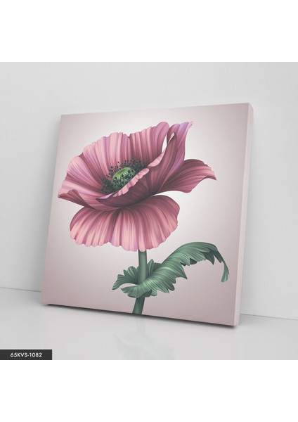 Pembe Haşhaş Çiçeği Tek Parça Kare 65 x 65 cm