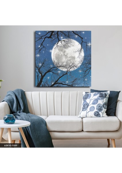 Ağaçlar Arasında Ay Tek Parça Kare 65 x 65 cm