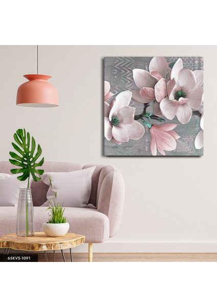 Pembe Çiçekler Tek Parça Kare 65 x 65 cm