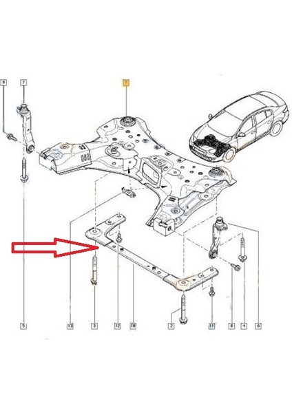 Renault Megane- Iıı- Hb- 14/15; Motor Beşiği Ön Traversi (Beşik)