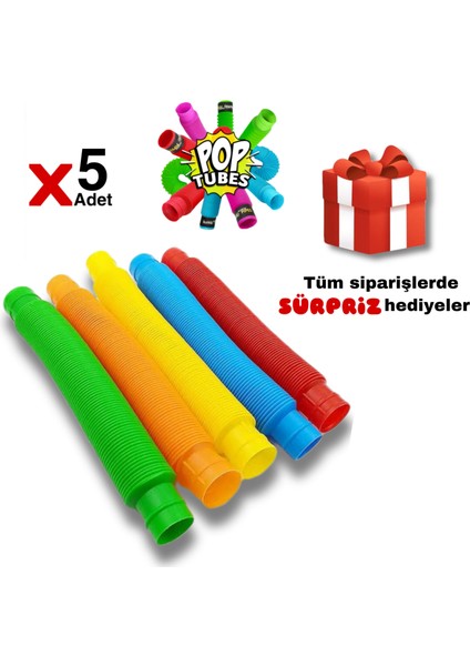 5 Adet Pop Tube Duyusal Oyuncak Fidget Push Bubble  Zihinsel Eğitici Oyuncak Popit