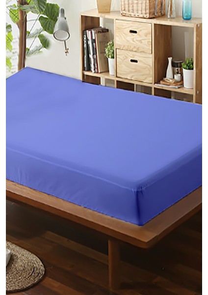 100 x 200 Cm Tek Kişilik Lastikli Penye Çarşaf Mavi - Outlet