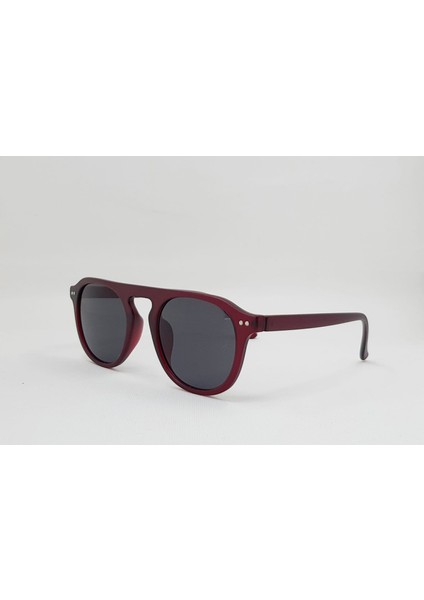 Oval Bordo Çerçeve Füme Cam Unisex Gözlüğü 2021 07 46-20-140