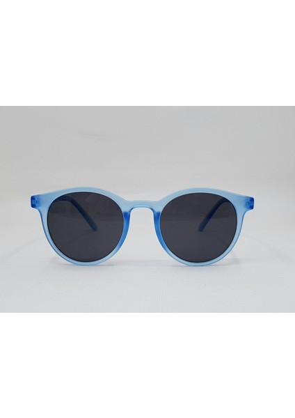 Oval Mavi Çerçeve Füme Cam Unisex Güneş Gözlüğü 2018 10M 52-18-140