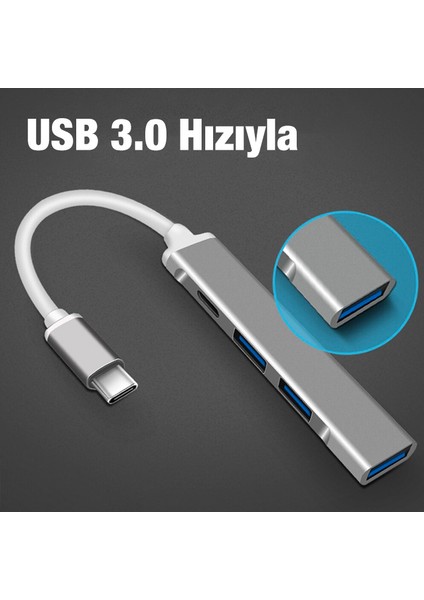 C-809 4 In 1 Type-C To USB Hub Adaptör Çevirici Dönüştürücü Çoğaltıcı