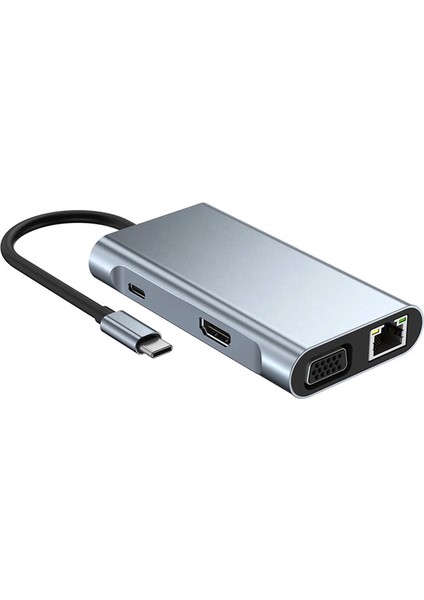 7in1 USB 3.0 + HDMI + RJ45 + Type-C Hub Adaptör Çevirici Dock Station