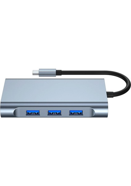 7in1 USB 3.0 + HDMI + RJ45 + Type-C Hub Adaptör Çevirici Dock Station