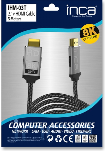 IHM-03T 3mt HDMI To HDMI Kablo 2.1VGA