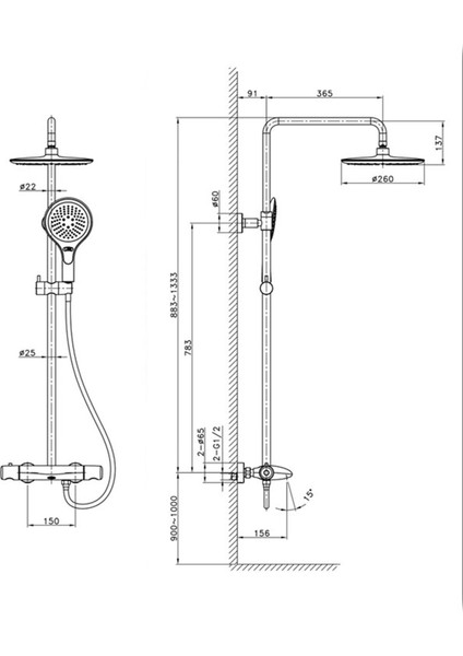 FM-0151 Krom Duş Ünitesi FM-0151