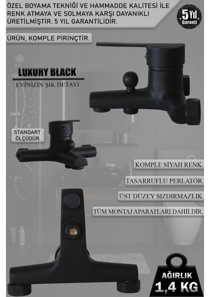 Ema Lavabo Banyo Mutfak Bataryası Diamond Robot Duş Komple Siyah Banyo Armatür Musluk Batarya Duş fiyatları