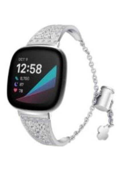 Fitbit Versa Bant Metal Bilek Kayışı Paslanmaz Çelik Bling Elmas Bilezik Aksesuarları (Yurt Dışından)