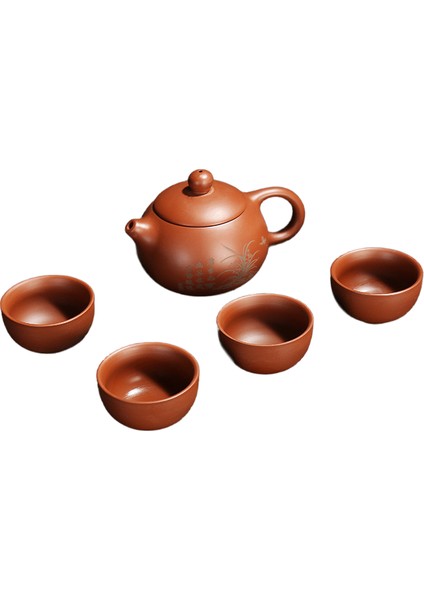 Taşınabilir Çaydanlık Set Mor Kum Seramik 4 Bardak ile Mading Demlik (Yurt Dışından)