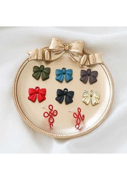 Kauçuk Boya Karikatür Yay Şekli Alaşım Yüzer Locket Charms Dıy Takı Küpe Kolye Aksesuar (Yurt Dışından)