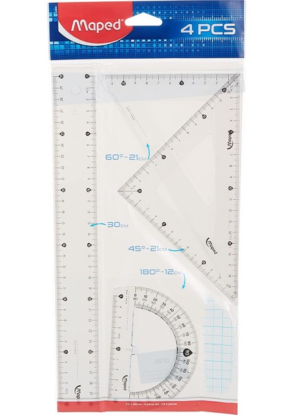 Maped Ofis ve Kirtasiye 242830 4'lü Start Maxi Cetvel Seti, 30 cm