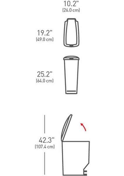 (#) CW1363 Slim Pls.çöp Kovası 40LT Gri