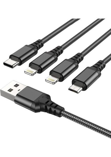 X76 4in1 Type-C + iPhone Lightning + Micro USB 2A Şarj Kablosu modelleri