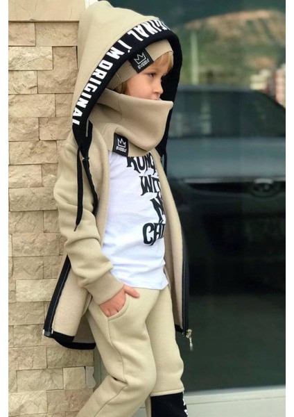 Erkek Çocuk Bereli Original Cool Bej Eşofman Takım