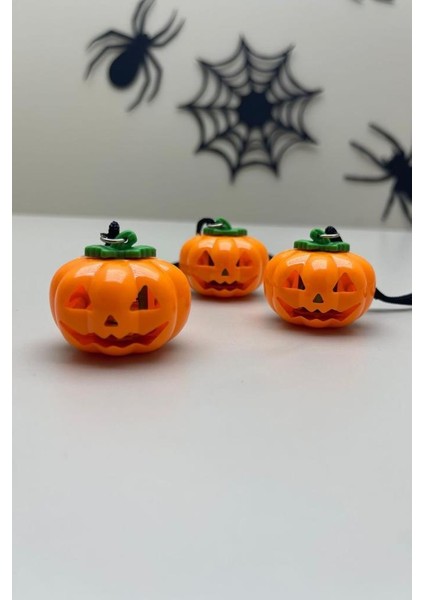 Cadılar Bayramı Halloween Pilli Balkabağı Kolye 3 Lü