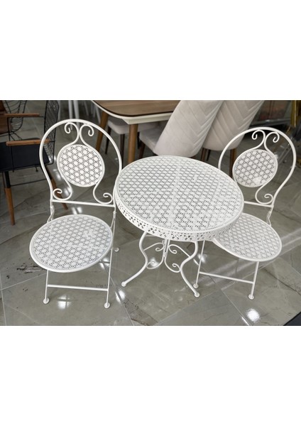 Ferforje Katlanır Masa Sandalye Balkon Takımı Beyaz 60CM fiyatları