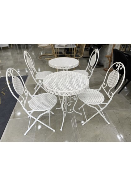 Ferforje Katlanır Masa Sandalye Balkon Takımı Beyaz 60CM indirimleri