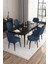 Concept Are SERISI 80 x 132 cm Mdf Açılabilir Siyah Mermer Desen Masa Takımı 6 Sandalye Gümüş Halkalı 2