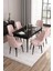 Concept Are SERISI 80 x 132 cm Mdf Açılabilir Siyah Mermer Desen Masa Takımı 6 Sandalye Gümüş Halkalı 1