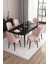 Concept Are SERISI 80 x 132 cm Mdf Açılabilir Siyah Mermer Desen Masa Takımı 6 Sandalye Gümüş Halkalı 2