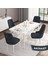 Concept Are Serisi 80 x 132 cm Açılabilir Mdf Beyaz Mermer Desen Masa Takımı 4 Sandalye Gümüş Halkalı 1