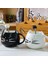 Seramik Sevimli Kedi Kupalar Kaşık Kahve Çay Süt ile Hayvan Bardaklar Saplı 400 ml Drinkware Güzel Kedi Kupa Kupa Kupa ile Kupa Siyah (Yurt Dışından) 3