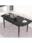 Concept Nev Serisi 80 x 132 cm Açılabilir Siyah Mermer Desen Masa Takımı 6 Sandalye Gümüş Halkalı 3