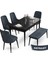 Concept Nev Serisi 80 x 132 cm Siyah Mermer Desen Masa Takımı 4 Sandalye Gümüş Halkalı 1 Bench 1