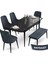 Concept Nev Serisi 80 x 132 cm Siyah Mermer Desen Masa Takımı 4 Sandalye Gümüş Halkalı 1 Bench 2