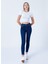 Yüksek Bel Dar Paça Skinny Fit Koyu Mavi Kadın Denim Pantolon 22K0565K1 1