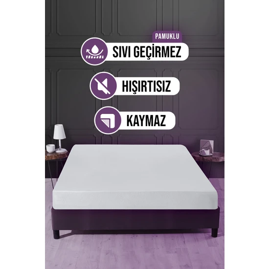 Vavey Sıvı Geçirmez Yatak Alezi Pamuklu 120 x 200 cm Fitted BAZA 30 cm