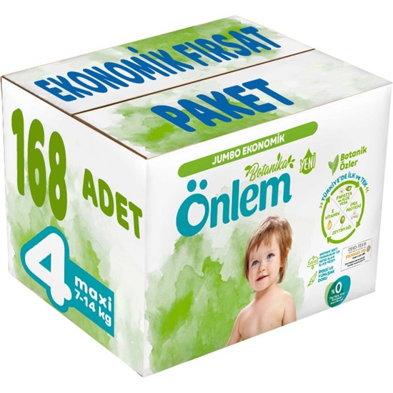Önlem Bebek Bezi Botanika Beden:4 (4-9kg) Maxi 168 Adet Ekonomik Fırsat Pk