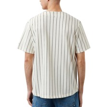 New Era Bisiklet Yaka Düz Beyaz Erkek T-Shirt 60284786-PINSTRIPE Ne Jersey Newera