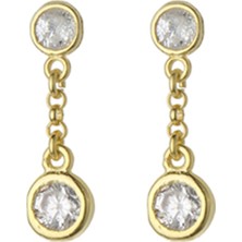 Gimora Gümüş Üzeri 14 Ayar Altın Kaplama Zirkon Taşlı  Küpe