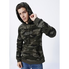 Aeropostale Kapüşon Yaka Baskılı Haki Erkek Sweatshirt E-1626