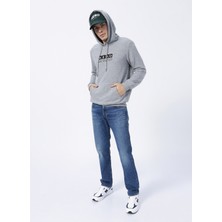 Aeropostale Kapüşon Yaka Baskılı Gri Melanj Erkek Sweatshirt E-1276