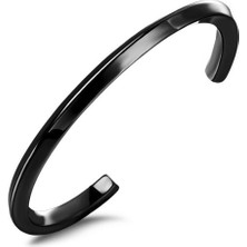 Chavin Siyah Kelepçe Dizayn Çelik Erkek Bileklik Du25Sy