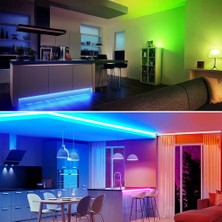 EVİMLED Rgb LED Bluetooth Özellikli - 5 Metre 5050 Smd Iç Mekan 3 Çip Sese ve Müziğe Duyarlı