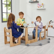 Minera 2-4 Yaş Turna Ahşap Montessori Çocuk Oyun, Çalışma ve Aktivite Masası ve Sandalyesi Seti