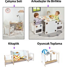 Minera 0-6 Yaş Saka Ahşap Montessori Çocuk Oyun, Çalışma ve Aktivite Masası ve Sandalyesi Seti