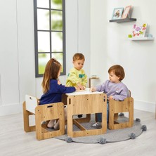 Minera 2-4 Yaş Kumru Ahşap Montessori Çocuk Oyun, Çalışma ve Aktivite Masası ve Sandalyesi Seti