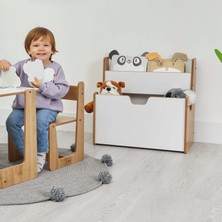 Minera Turna Ahşap 0-4 Yaş Çocuk Çok Amaçlı Montessori Oyuncak Toplama ve Kitaplık Ünitesi