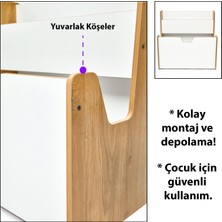 Minera Turna Ahşap 0-4 Yaş Çocuk Çok Amaçlı Montessori Oyuncak Toplama ve Kitaplık Ünitesi